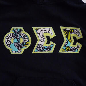 Fruit of the Loom Phi Sigma Sigma Sorority Pullover Hoodie Black Size Medium